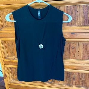 Laundry by Shelli Segal sleeveless top with Rhinestone Brooch